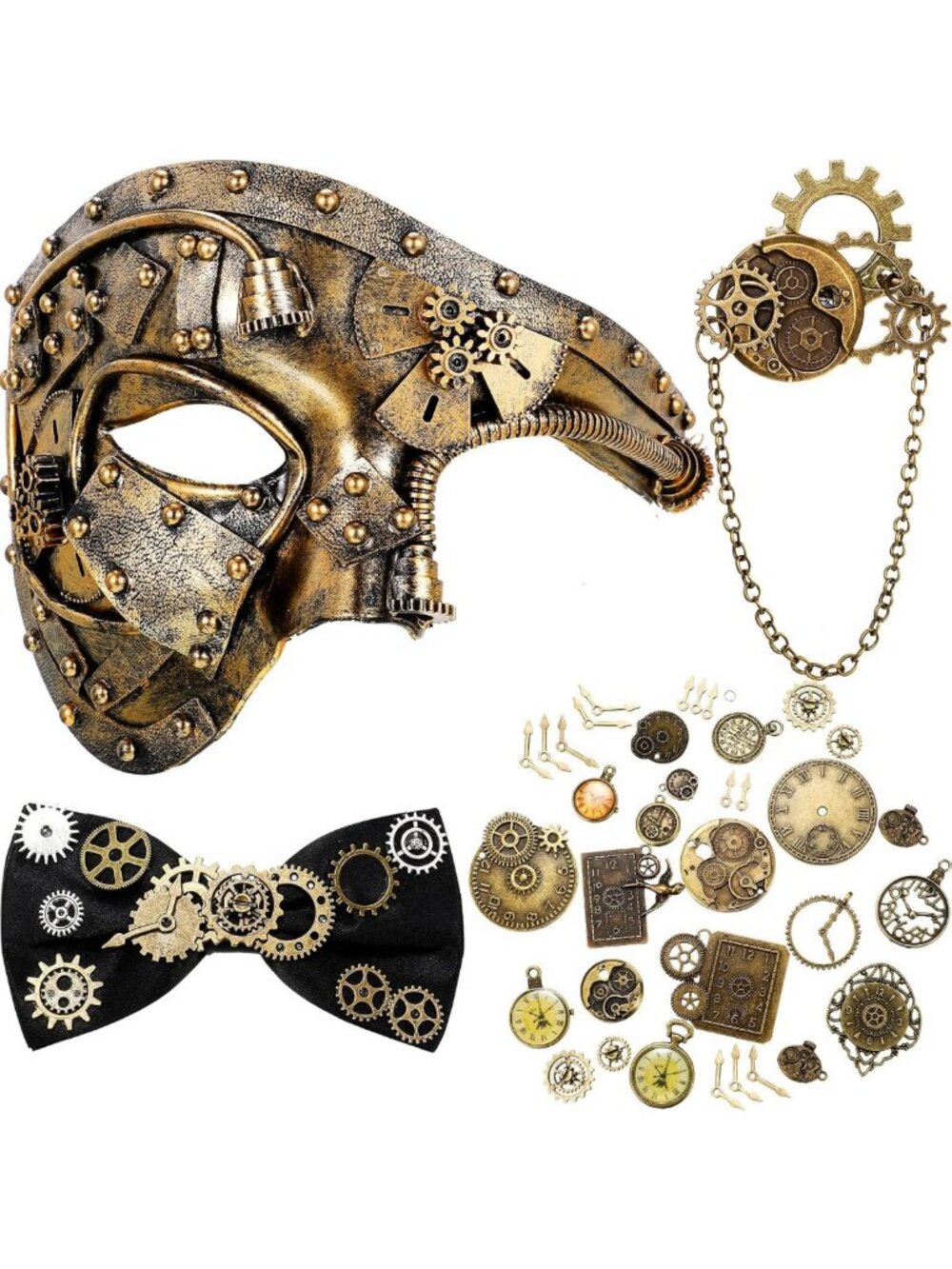 33 Pcs Halloween Steampunk Masquerade Masks & Accessories for Men & Women